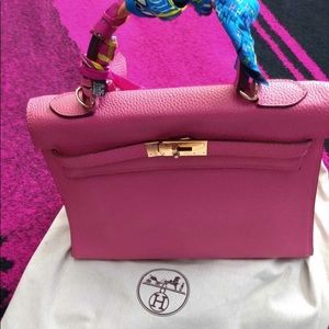 Women's Pink Hermès KELLY 25 LEATHER HANDBAG